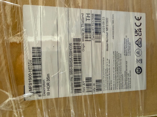 MFS1S00-H035V NVIDIA Mellanox 35m QSFP56 HDR 200G InfiniBand AOC cable — factory box nameplate label